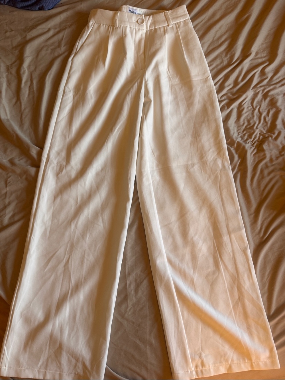 Princess Polly Cream Wide-Leg High-Waist Trousers